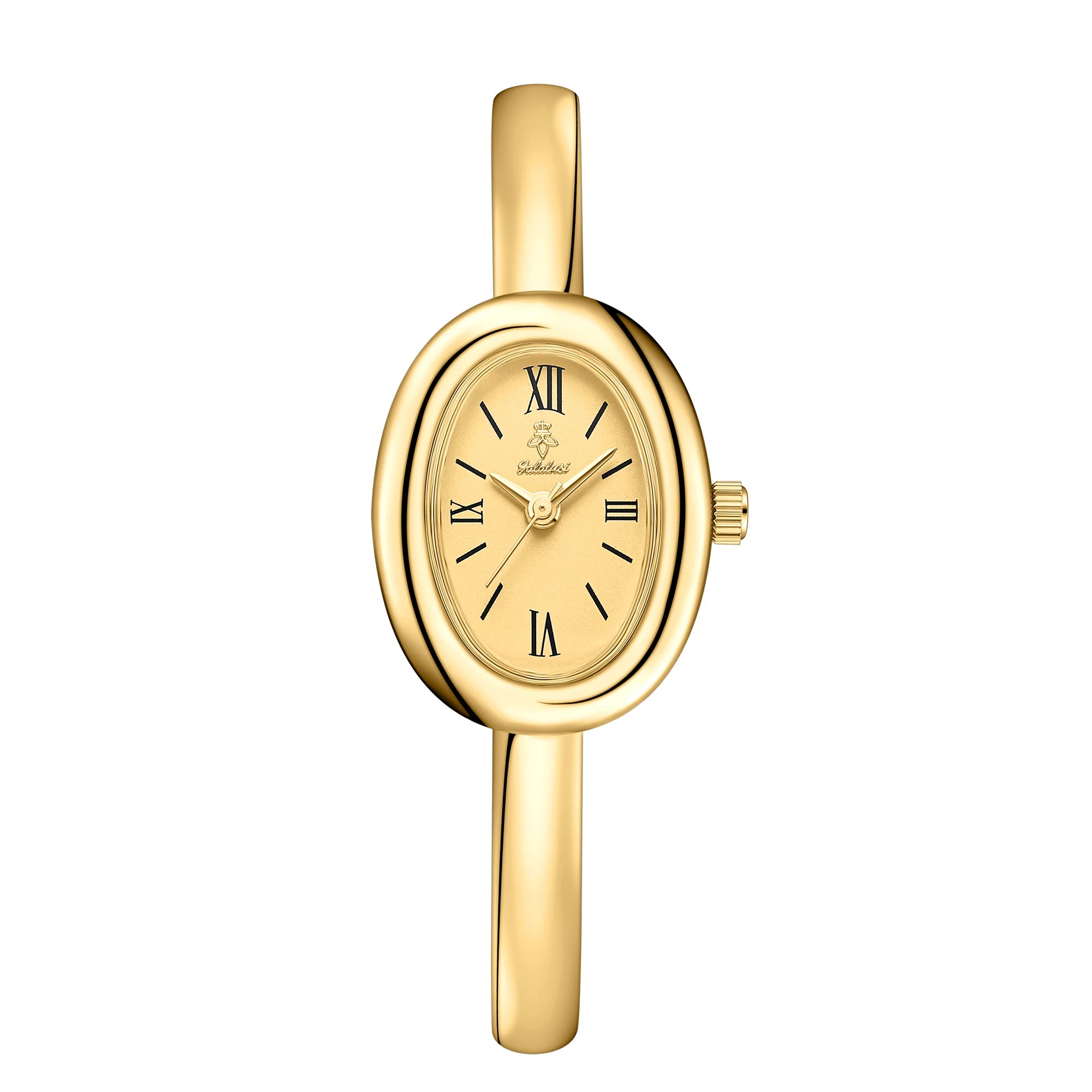 Golden Oval Watch - Vintage Damen Armbanduhr Gold