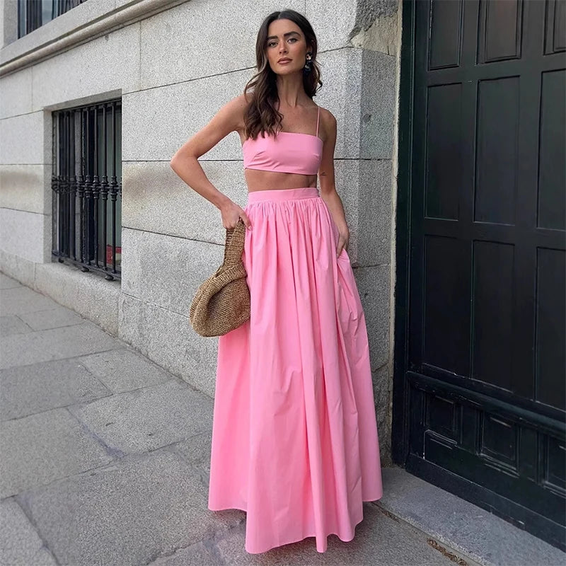 Parisienne – Schulterfreies Zweiteiler-Kleid mit Faltenrock