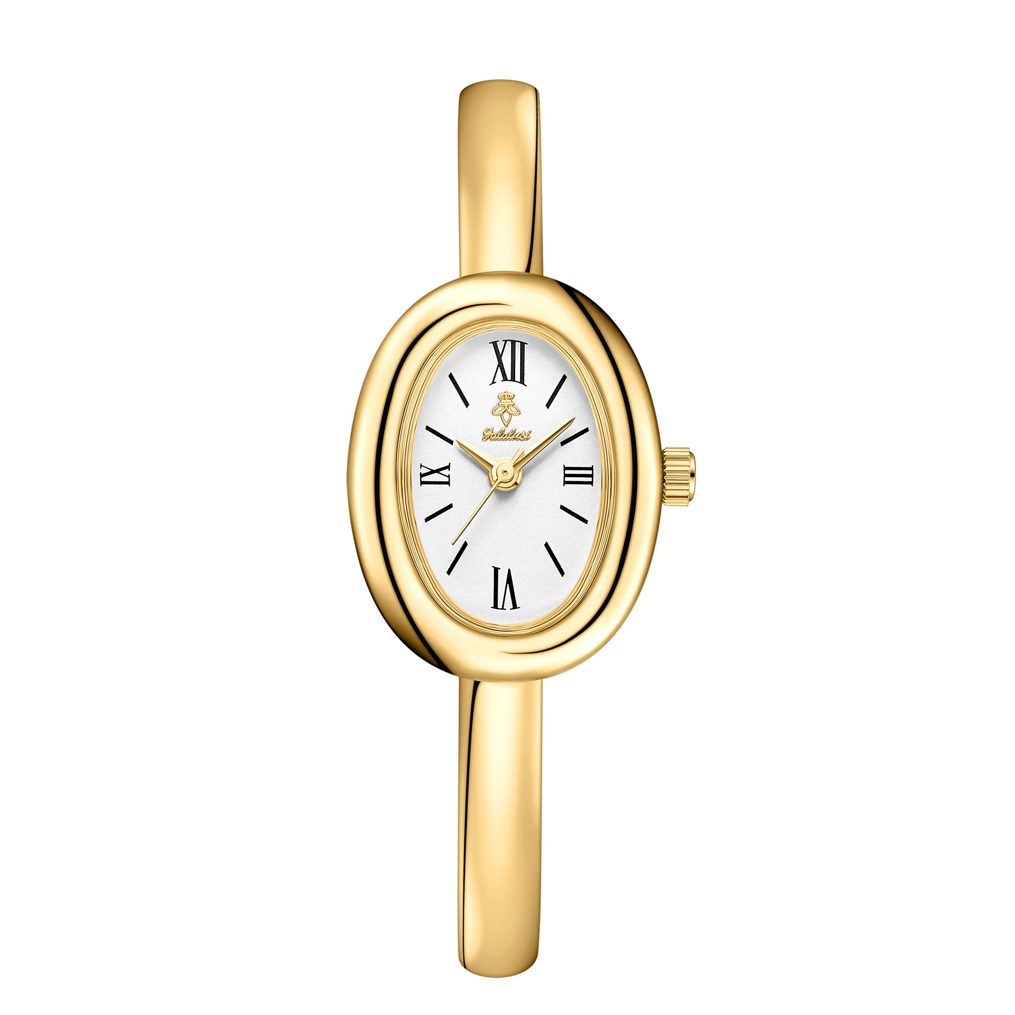 Golden Oval Watch - Vintage Damen Armbanduhr Gold