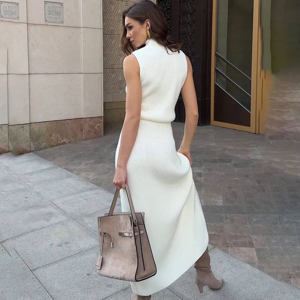 Rippstrick-Zweiteiler-Set mit Top und Midirock – Solara Knit von Aura Aurora