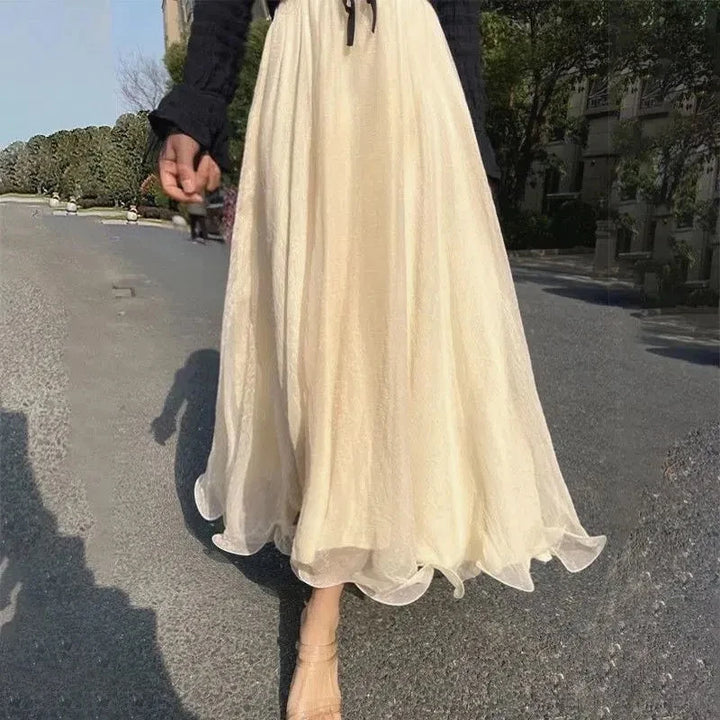 Champagne Flou – Maxirock aus Chiffon in A-Linie