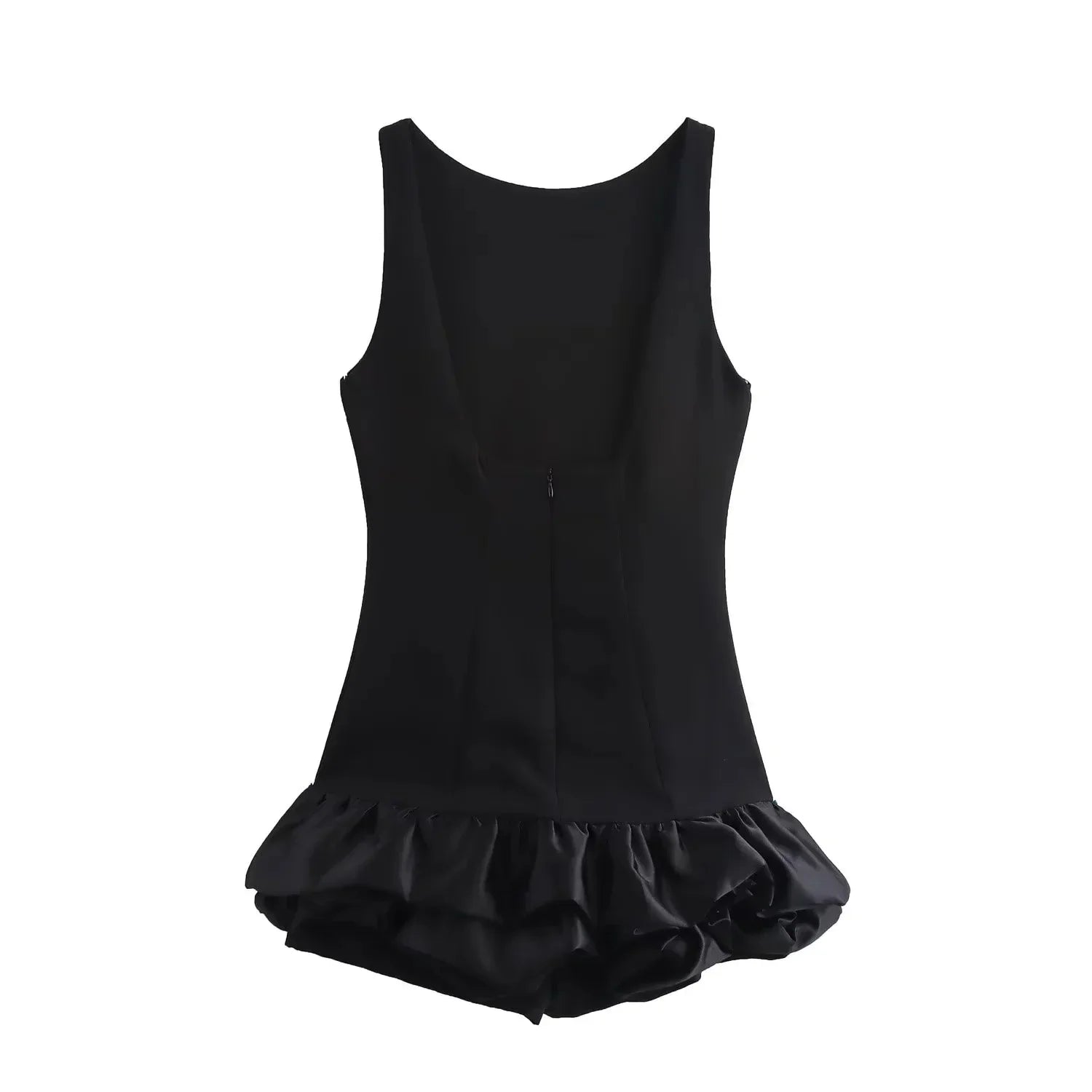 Cropped Dress - Weißes Minikleid mit Volantrock