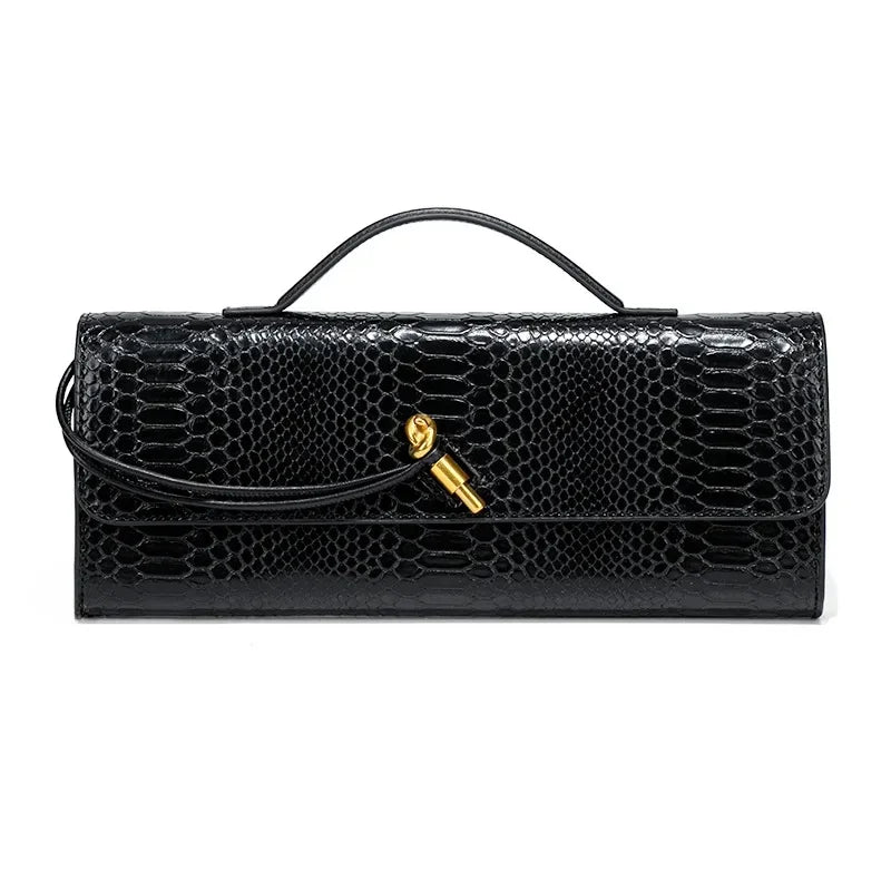 Riviera Rouge – Elegant croco clutch with gold clasp 