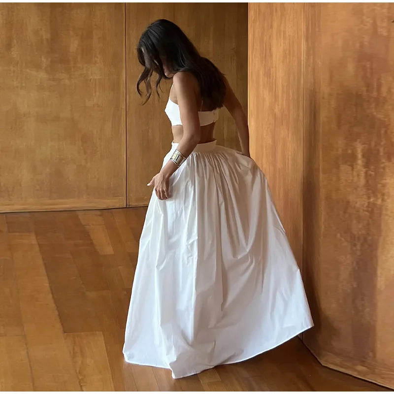 Schulterfreier Zweiteiler für Damen mit Faltenrock in Rosé – Parisienne Set von Aura Aurora