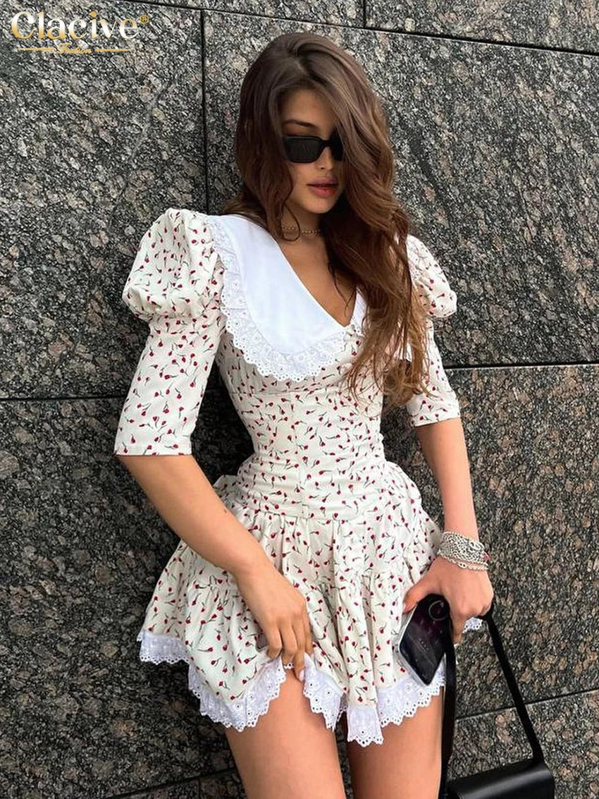 Citron Doux – Mini dress with print and lace collar
