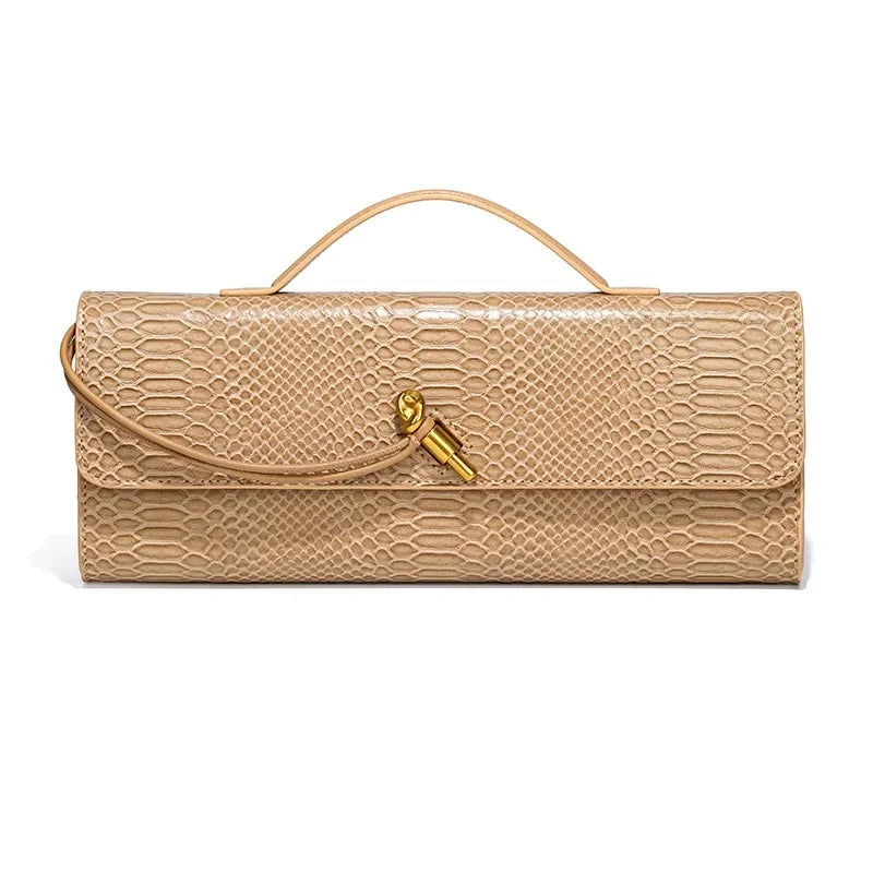 Riviera Rouge – Elegant croco clutch with gold clasp 