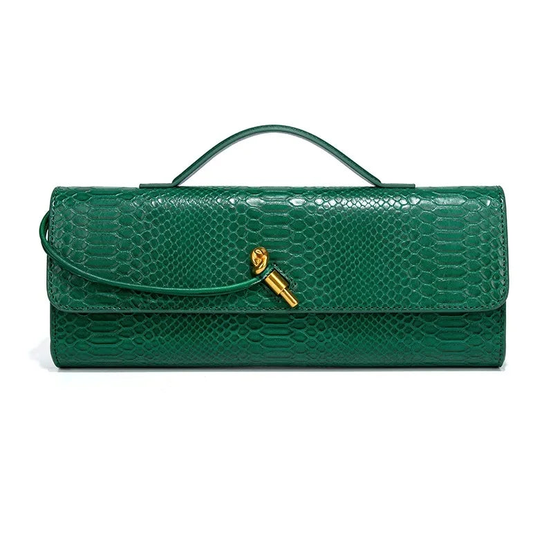 Riviera Rouge – Elegant croco clutch with gold clasp 