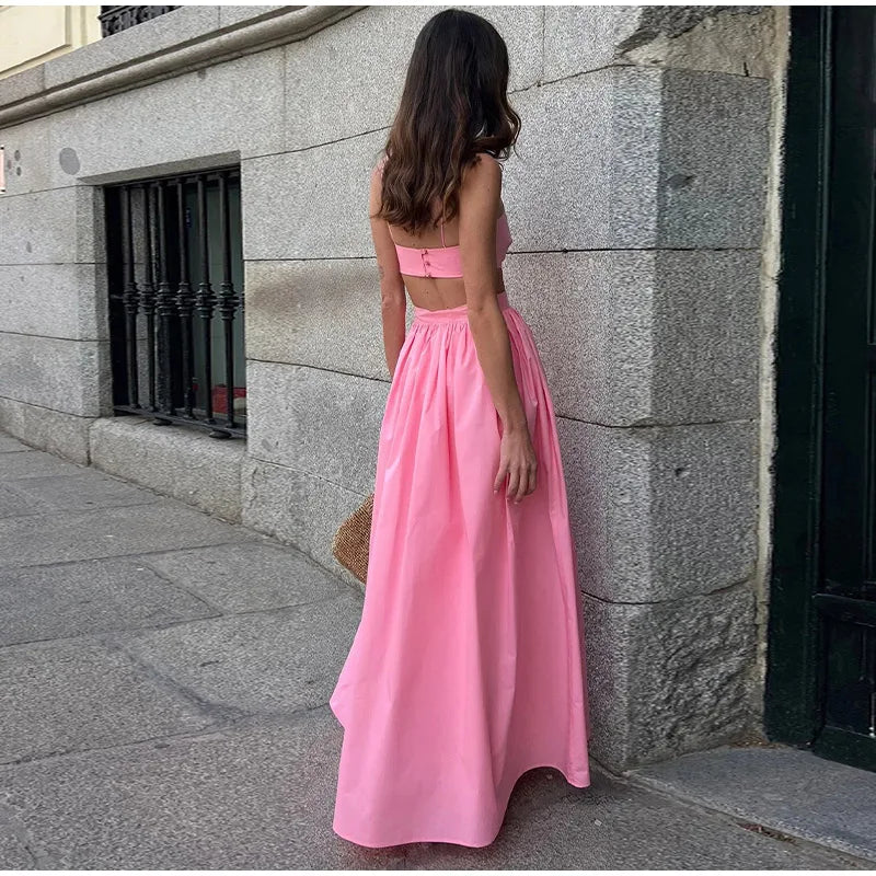 Parisienne – Schulterfreies Zweiteiler-Kleid mit Faltenrock